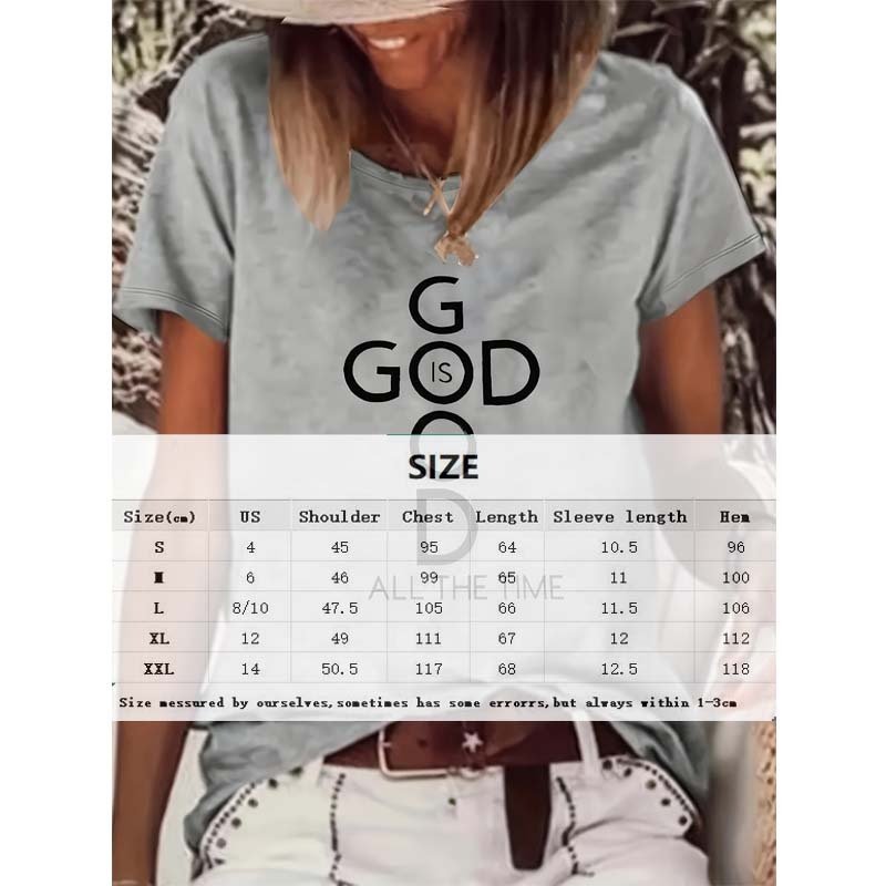 Women's Letter Print Short Sleeve T-Shirt - Casual Round Neck Summer Tee - Image 4