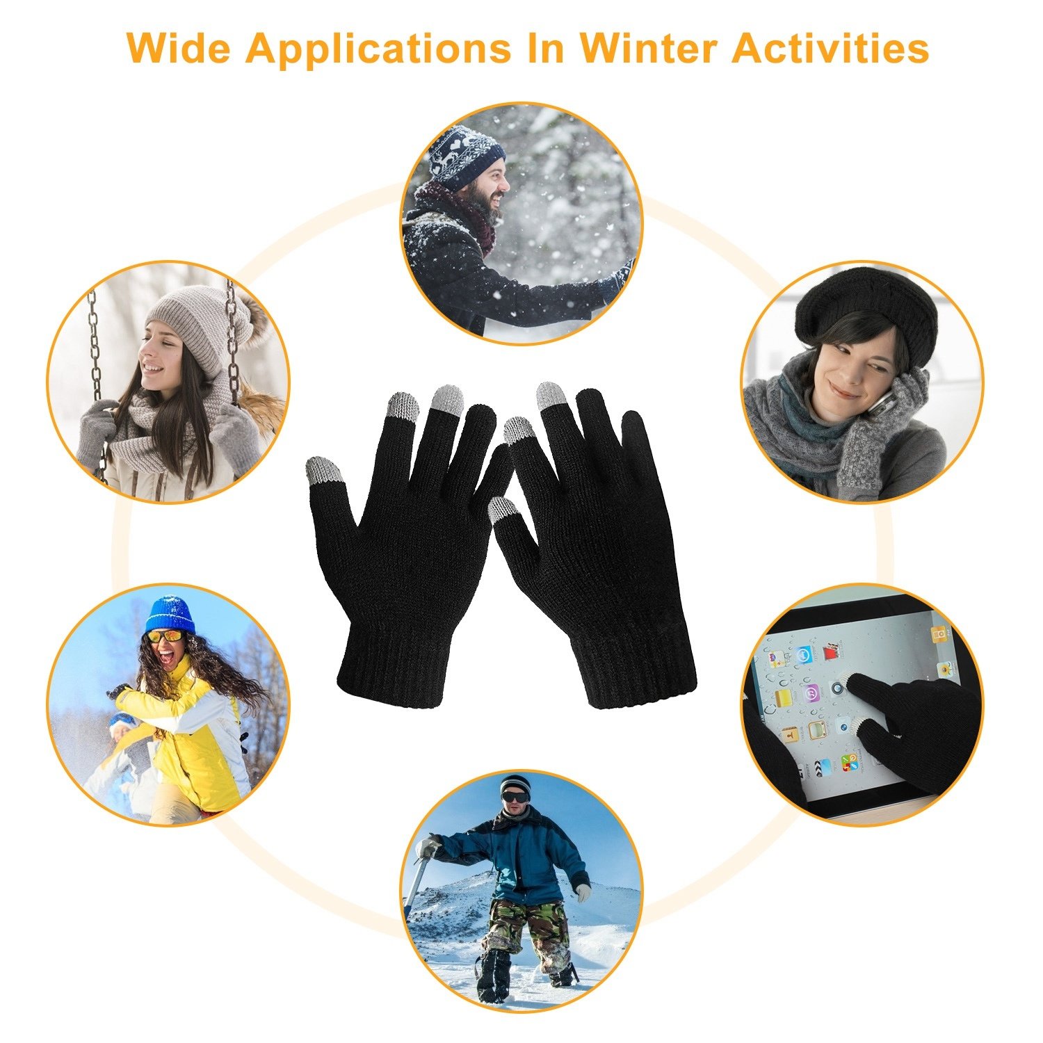 Unisex Touch Screen Gloves Full Finger Winter Warm Knitted Gloves For Warmth Running Cycling Camping Hiking - Image 5