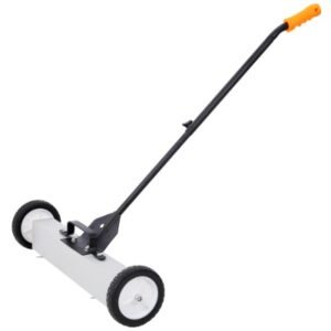 24' Rolling Magnetic Pick-Up Sweeper, Heavy Duty Push-Type With Release, For Nails Needles Screws Collection,30 Pound Capacity