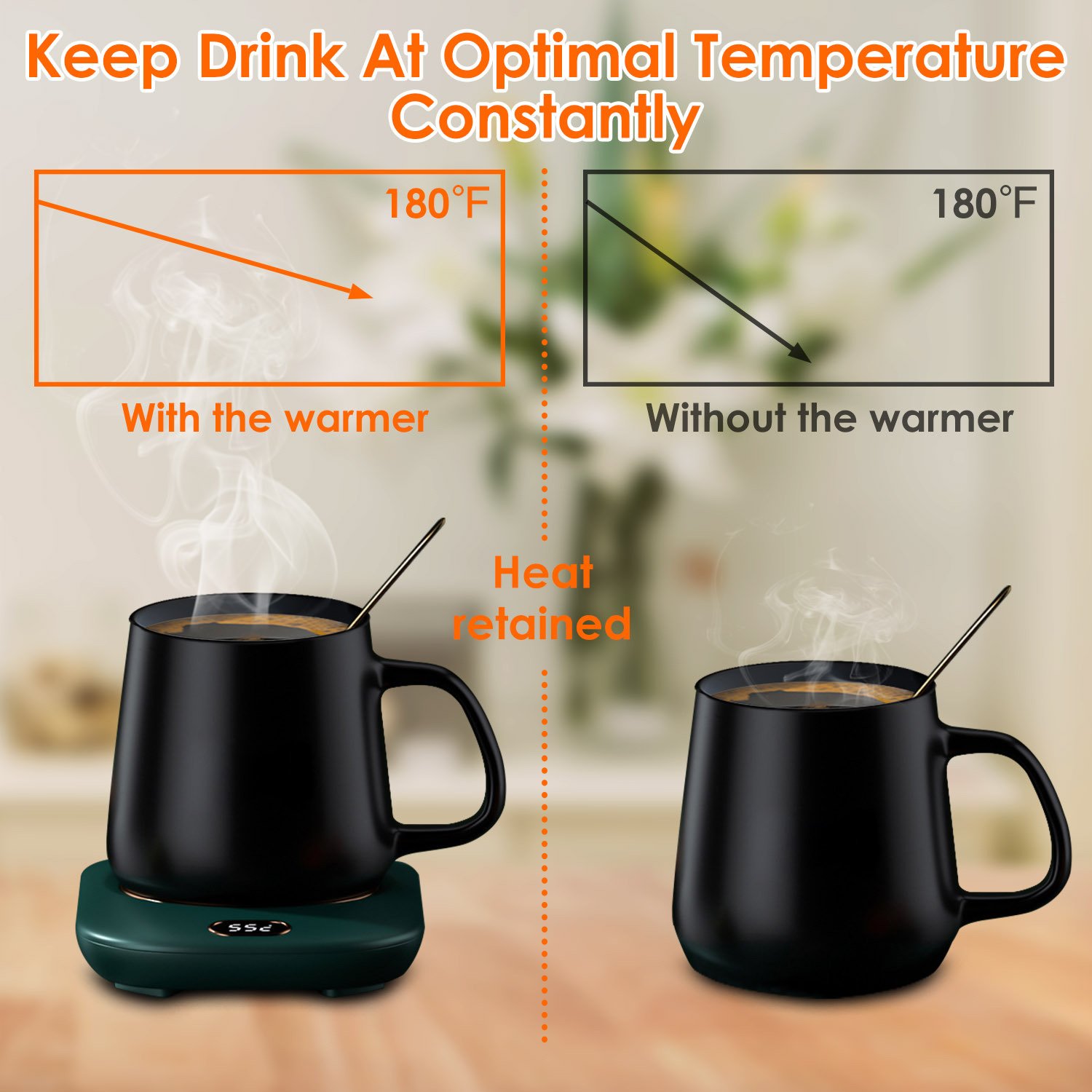 3 Color Options -- 1Pc Electric Coffee Mug Warmer For Desk Auto Shut Off USB Tea Milk Beverage Cup Heater Heating Plate For Office Home 3 Temperature Setting - Image 6