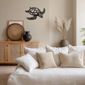 Elegant Metal Sea Turtle Wall Art - Beach-Themed Sculpture For Multiple Rooms
