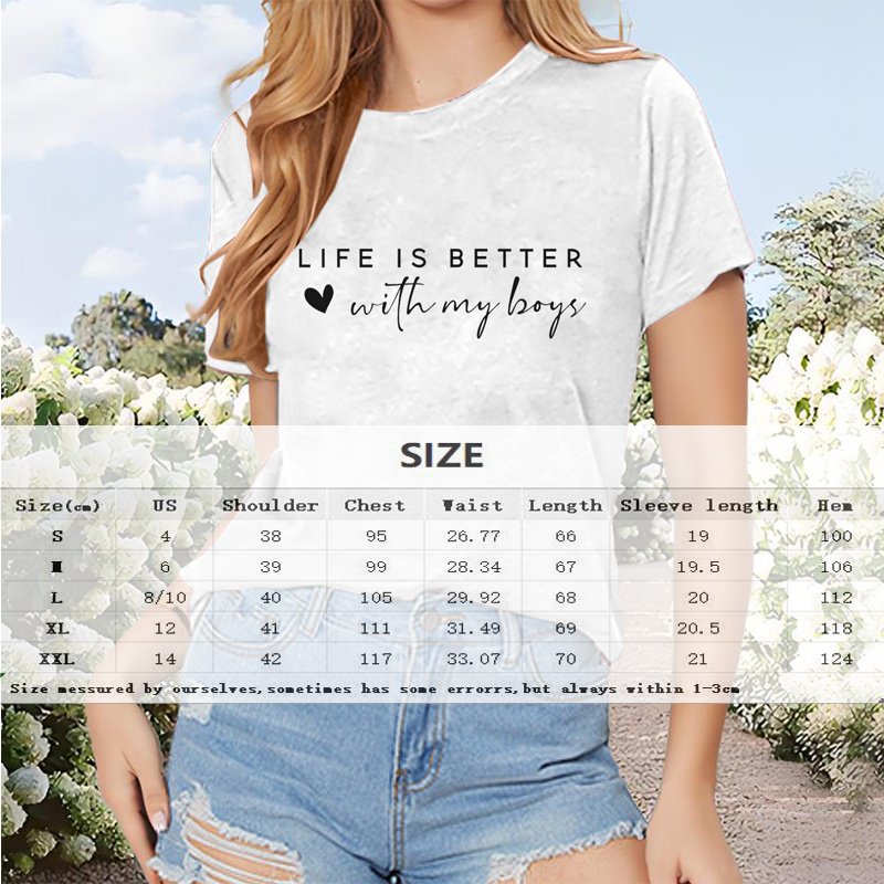 Women's Letter Print Short Sleeve T-Shirt - Casual Round Neck Summer Top - Image 4