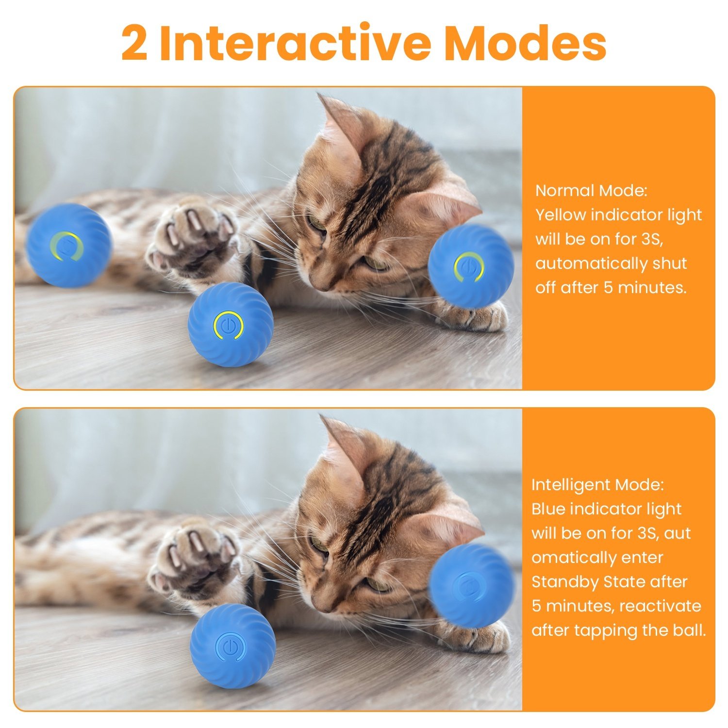 1Pc Cat Toys Ball Fast Rolling In Pouch Rechargeable Motion Activated Interactive Cat Toys For Indoor Cats Hide And Seek Mouse Catching Game - Image 8