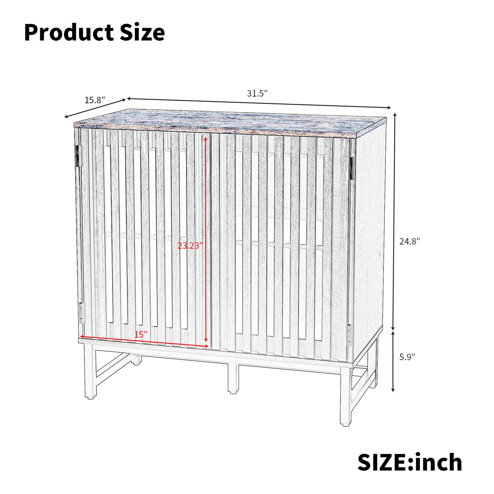 Cabinet With Flat Noodles Grating Stripe Door - Image 8