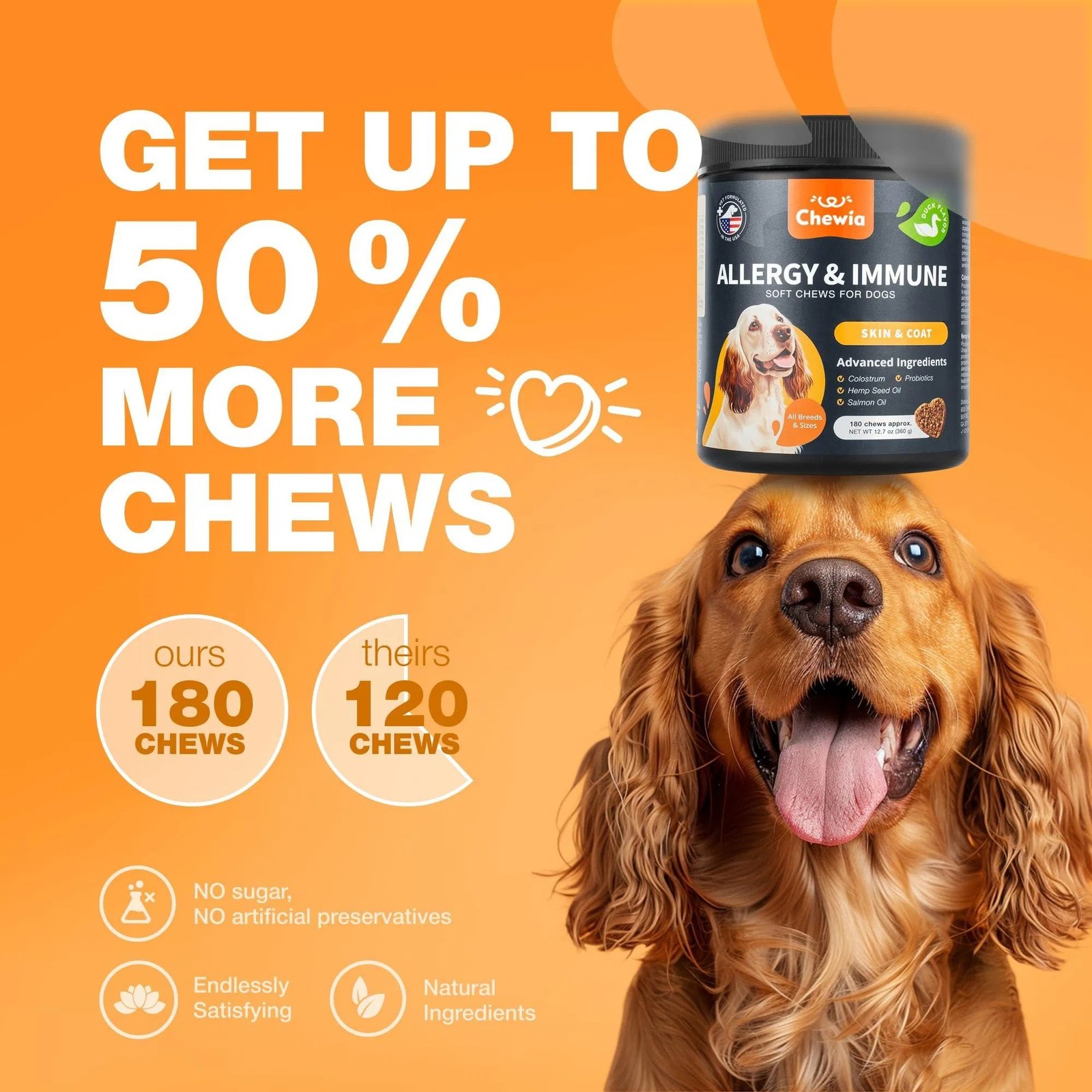 Dog Allergy Relief Chews Itch Relief For Dogs Anti Itch Dog Allergy Chews US Formulated Dog Itching Skin Relief With Salmon Oil Immune Health Seasonal Allergies & Hot Spots Support Treats - Image 5