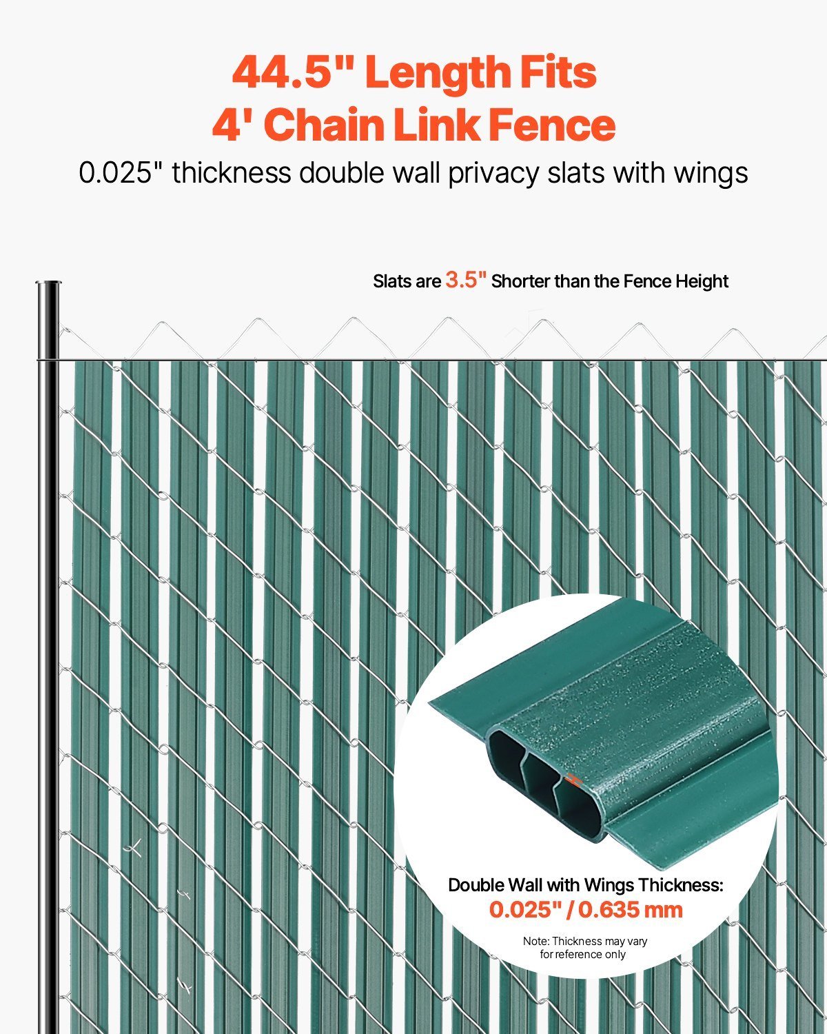 Chain Link Fence Privacy Slats Double-Wall With Wings For 4' High Fence Green - Image 2