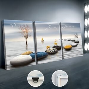 Framed Oil Paintings And Posters, Ready To Hang, Featuring Lakes, Abstract Animals, And Landscapes For Home Decoration, Marble, Wall Art, Room Decor, And Home Wall Decoration. High-definition Printing