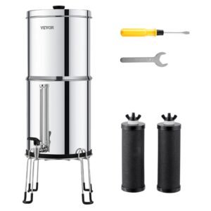 2.25G Gravity-fed Water Filter Countertop System Stainless Steel 2 Filters