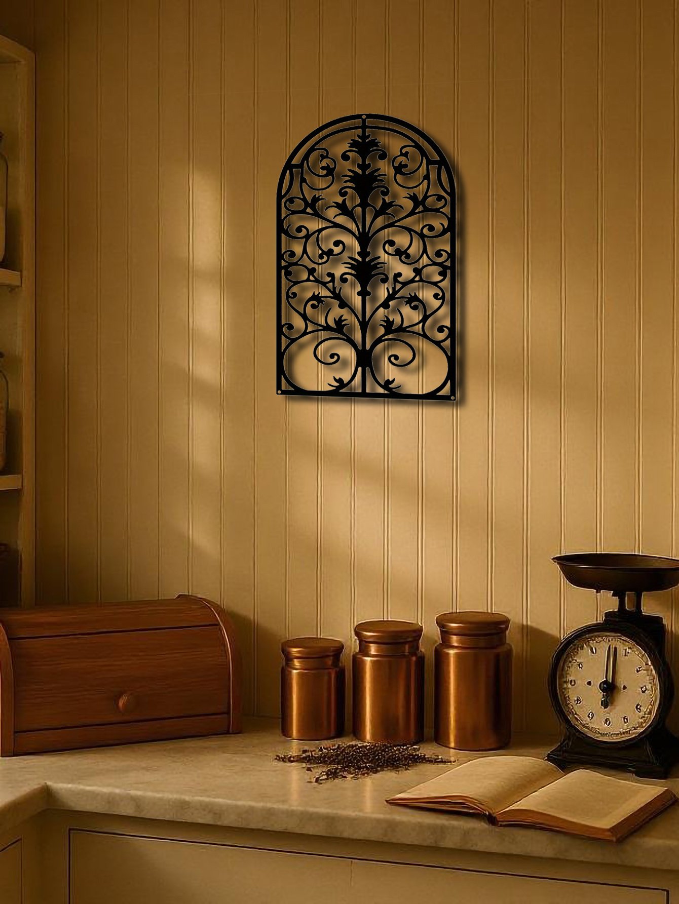 Vintage Ornate Metal Window Frame Wall Decor,Rustic Baroque Gothic Wall Art - Image 3