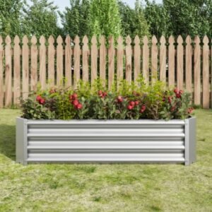 Metal Raised Garden Bed, Rectangle Raised Planter 4x2x1ft For Flowers Plants, Vegetables Herb Silver