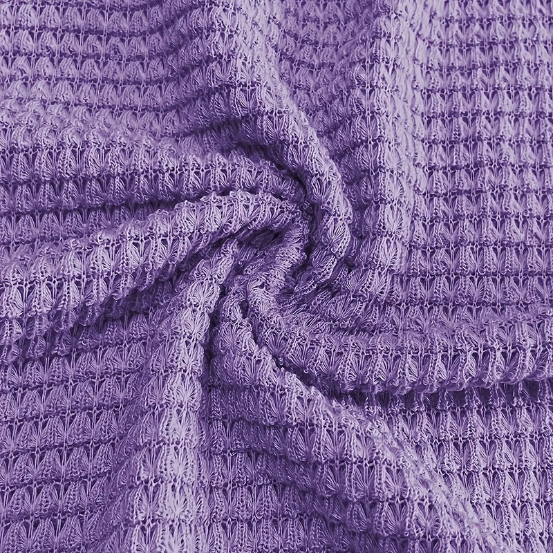 Plus Size Women's Casual V-Neck Pineapple Texture Knit Top Solid Color Long Sleeve Breathable Pullover For Spring Fall - Image 6