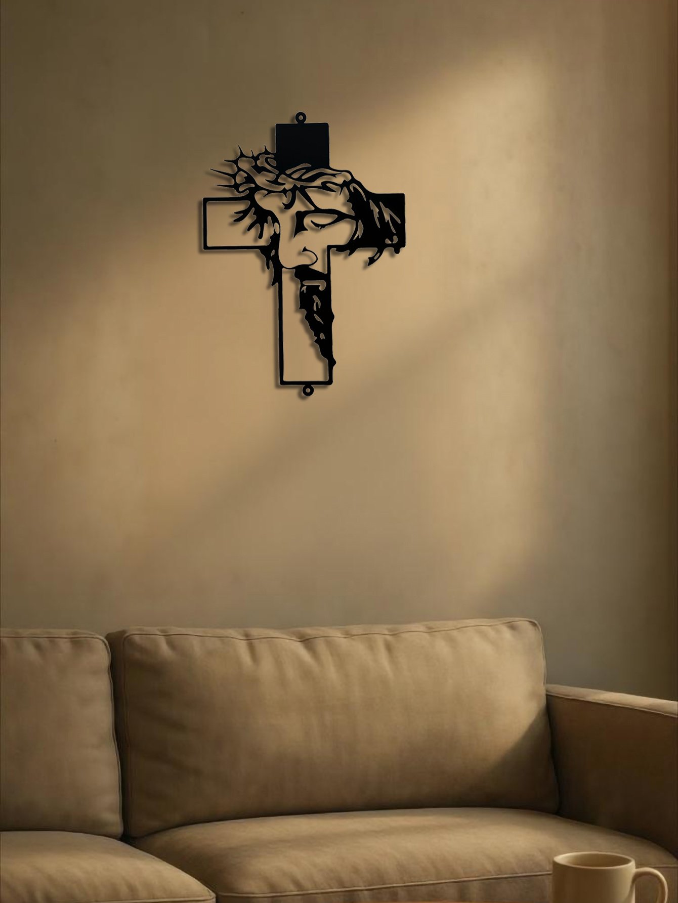 Metal Cross Sign Wall Art Weatherproof Powder-Coated Wrought Iron Cross - Image 4