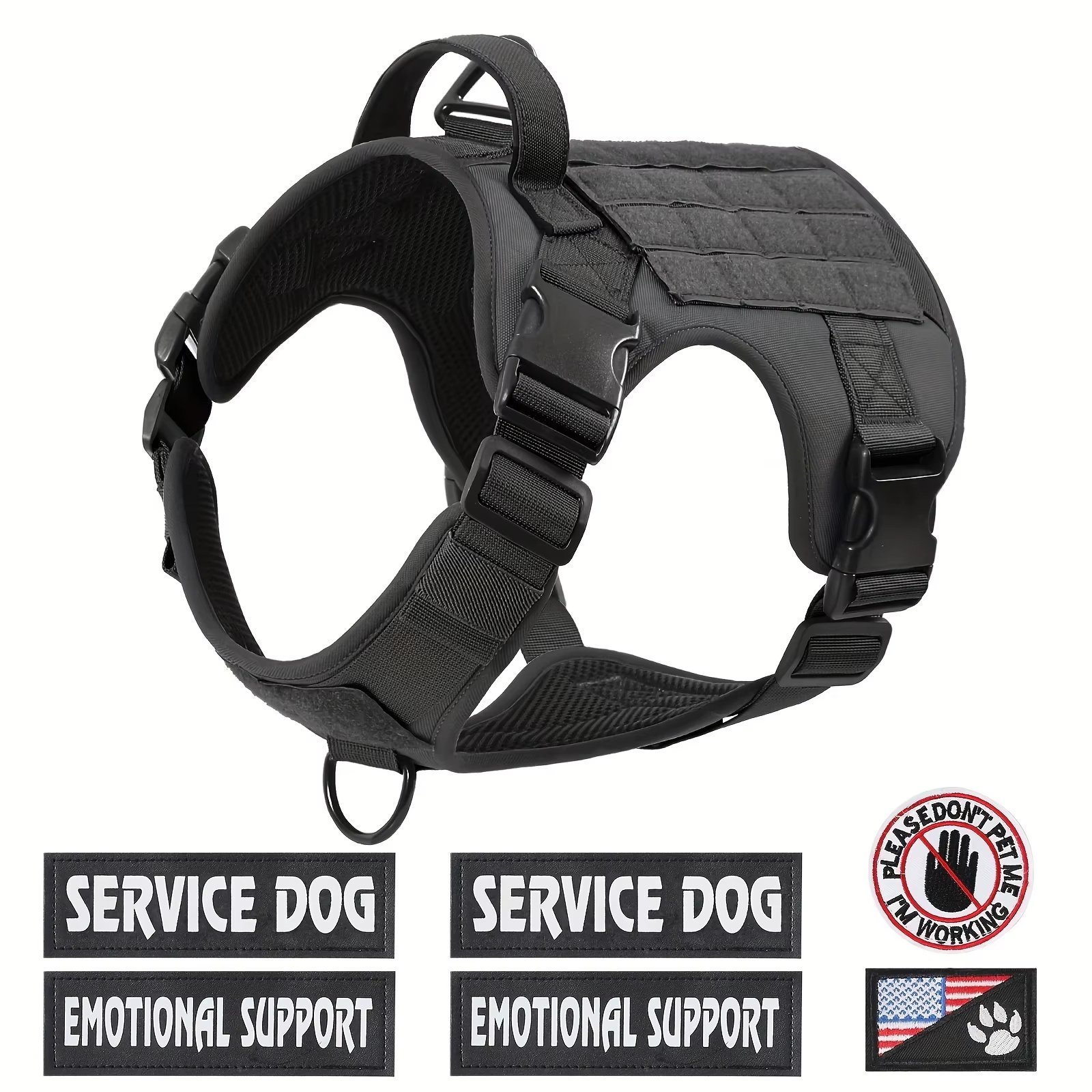 American Local Tactical Pet Boobs Service Dog Harness Vest Adjustable Reflective Dog Harness Metal Buckle Hiking Training - Image 2