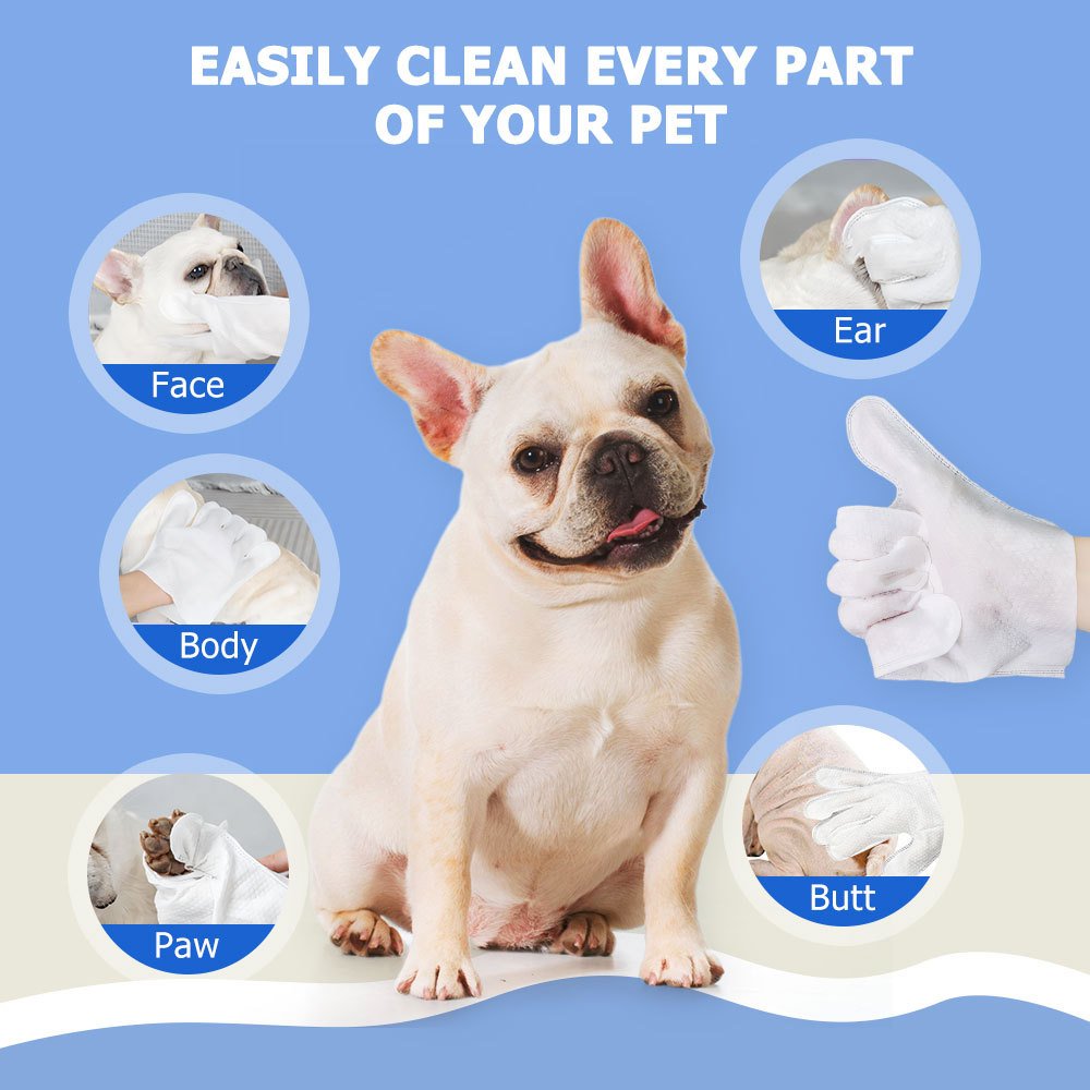 Cleaning Wipes Gloves For Dog And Cat,Pet Bathing Wipes Cleaning & Deodorizing,Dog Wipes For Body Paws Butt Daily Care,Cat Grooming Wipes Cleaning Fur Traveling Rinse Free,6PCS-1PACK - Image 10