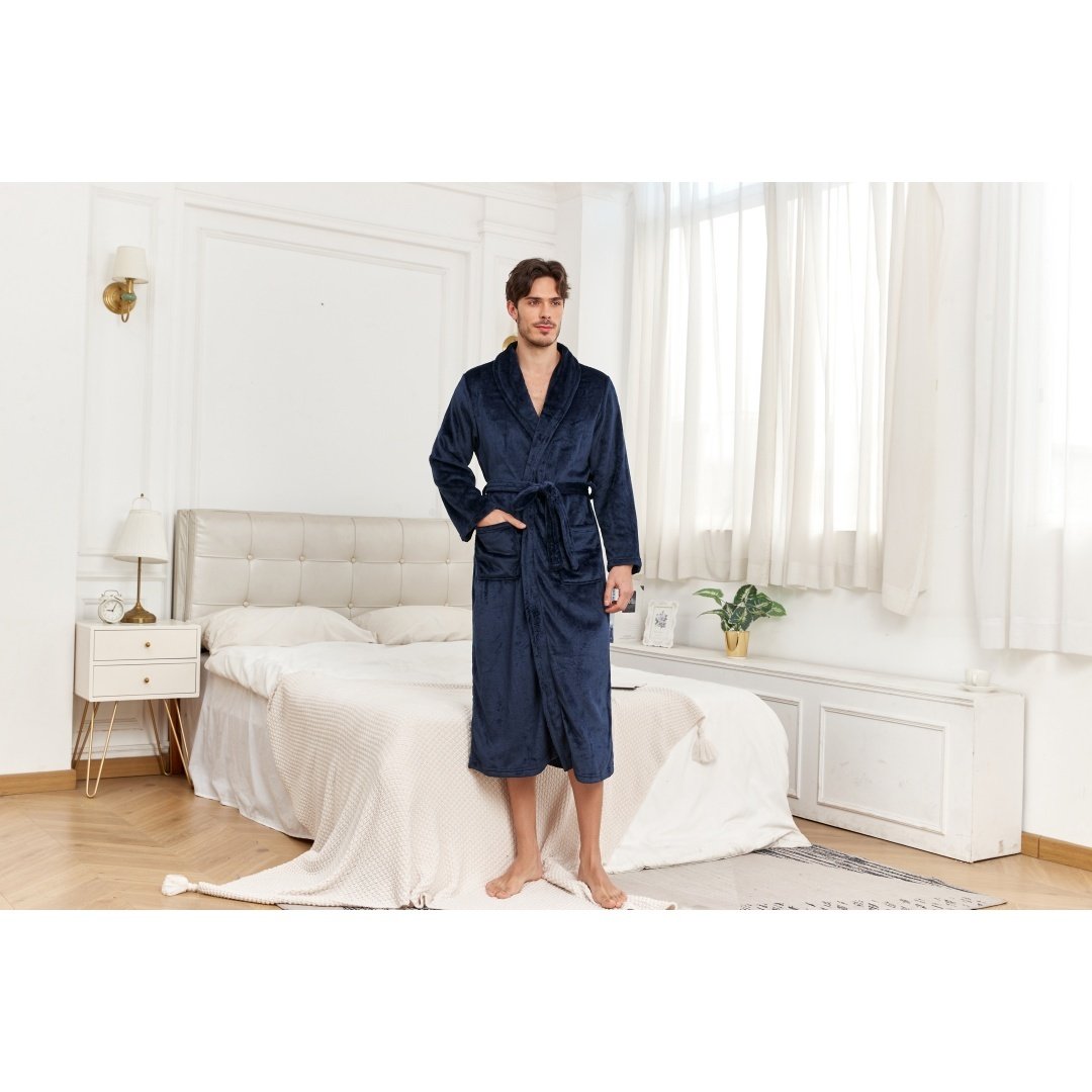 RONGTAI Mens Plush Long Robe Soft And Warm Full Length Bathrobe - Image 6