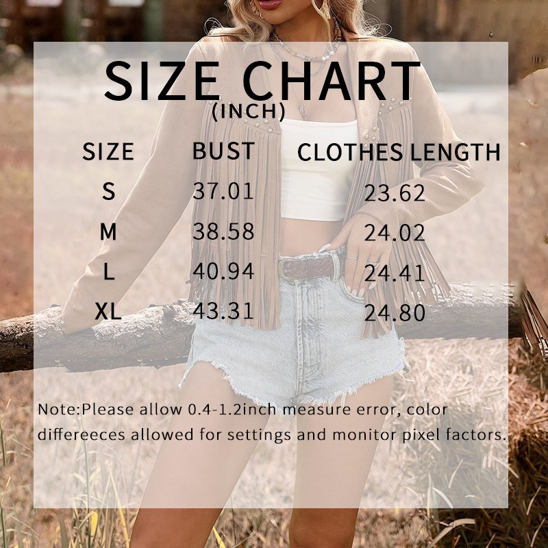 Women Western Cowgirl Fringe Jacket, Faux Suede Leather Jacket Tassel Crop Top Country Concert Outfits For Women - Image 4