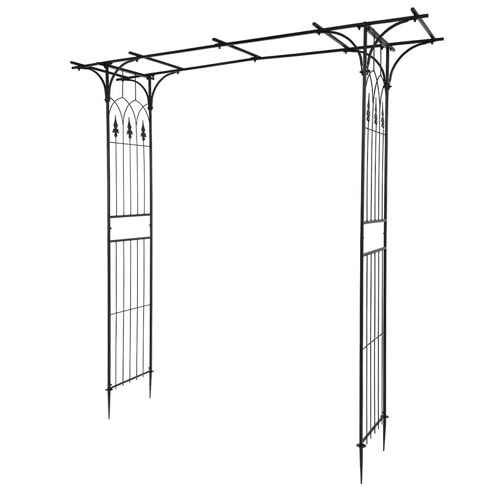 7.1ft Black Flat Top Wrought Iron, Courtyard Iron Arch - Image 9