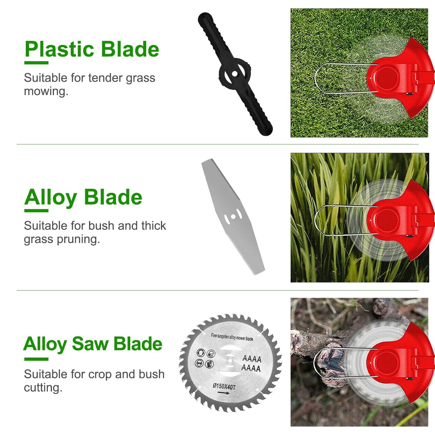 1Set Electric Cordless Grass Trimmer With 2 Alloy Saw Blades 2 Alloy Blades 10 Plastic Blades 2 Rechargeable Batteries Goggles Gloves Auxiliary Handle Fedex Shipping - Image 6