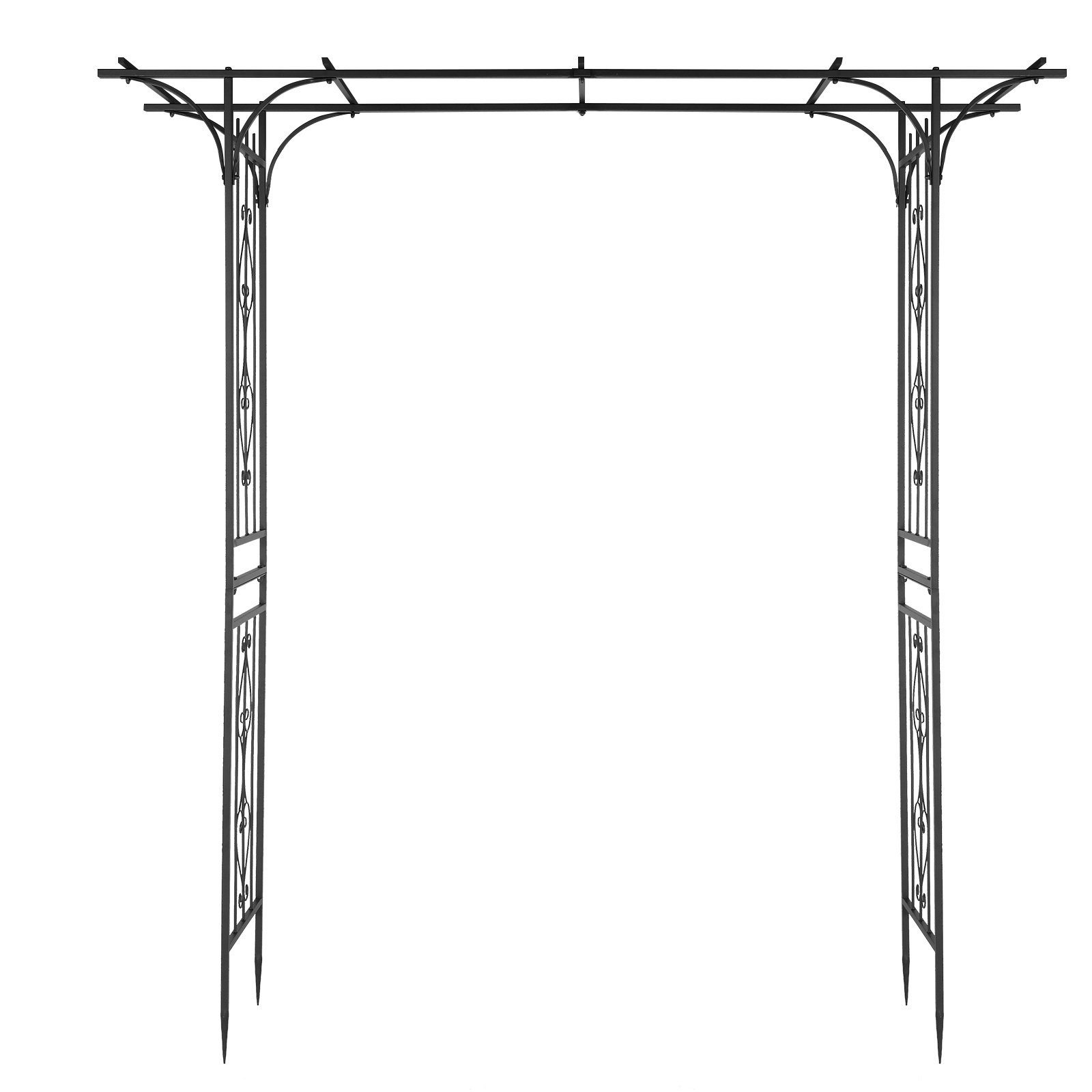 7.1ft Black Flat Top Wrought Iron 16mm Pipe Courtyard Iron Arch - Image 4