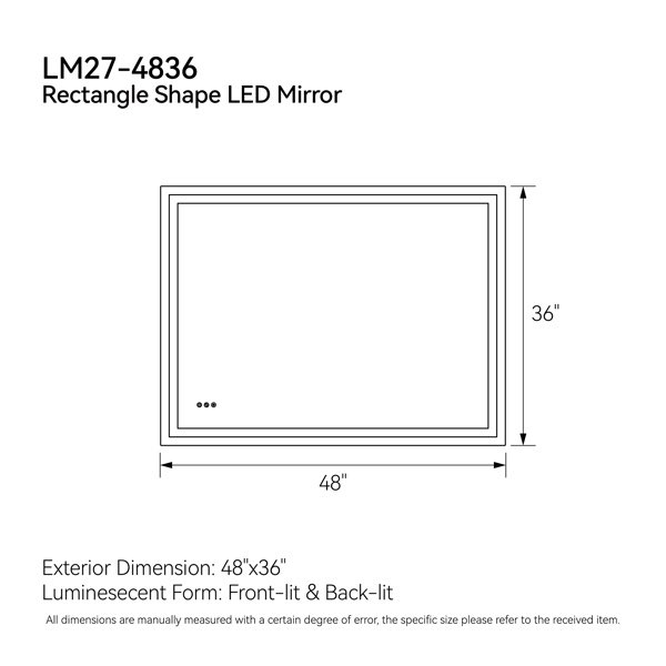 48 Inch X 36 Inch LED Bathroom Mirror - Image 4