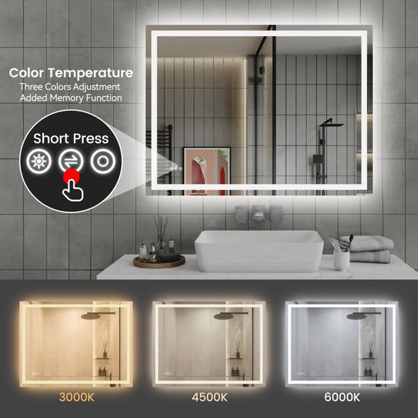48 Inch X 36 Inch LED Bathroom Mirror - Image 6