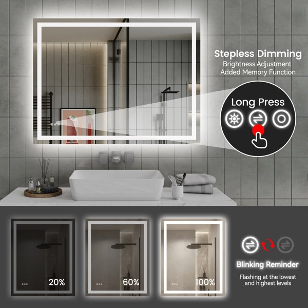 48 Inch X 36 Inch LED Bathroom Mirror - Image 9