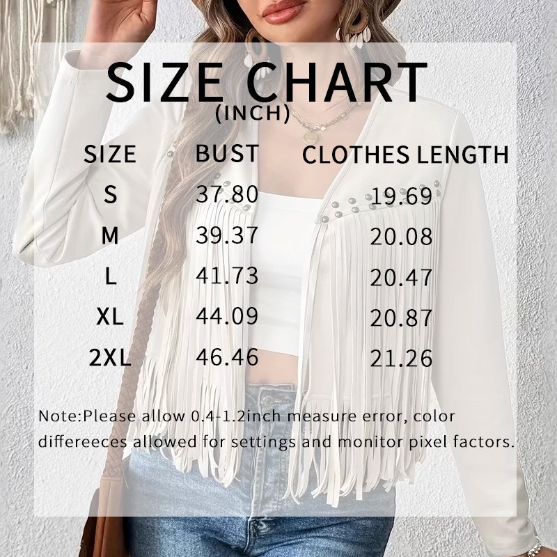 Women's Faux Suede Fringe Trim Long Sleeve Open Front Cardigan Jacket Western Concert Outfits - Image 5