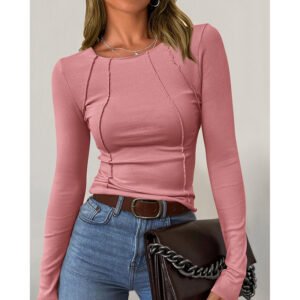 Women Long Sleeve T Shirts Crewneck Slim Fit Tops Going Out Fall Fashion Basic Tee