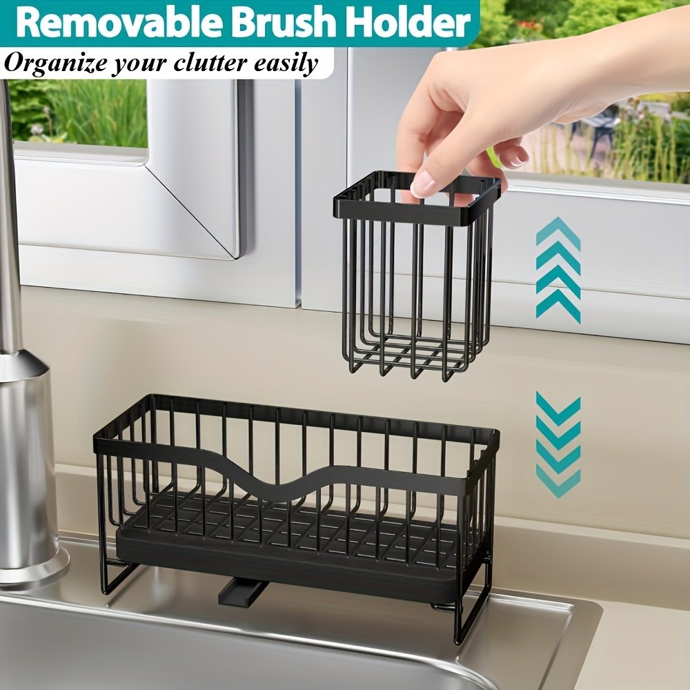 Stainless Steel Sponge Holder, Sink Scouring Pad Draining Rack, Multi-functional Countertop Dishcloth Storage Rack, Kitchen Supplies - Image 4