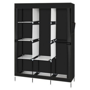Portable Closet Wardrobe Clothes Rack Storage Organizer With Shelf Black