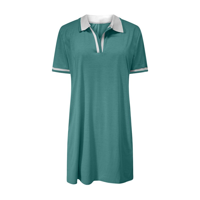 Women's Polo Dress Short Sleeve V Neck Casual Summer Mini Shirt Dress With Pockets - Image 6