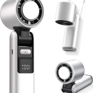 Portable Handheld Fan, Speed Adjustable Turbo Mini Fan, Reduced Temperature Mode, Rechargeable Digital Display Foldable Personal Fan With Night Light, Suitable For Women Men Outdoor