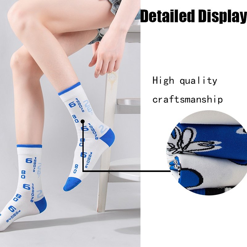 4 Pairs Women's Colorful Novelty Funny Pattern Combed Crew Socks Hiking Running Athletic Cushioned Compression Socks Anti-odor And Breathable For Fitness Cycling - Image 3