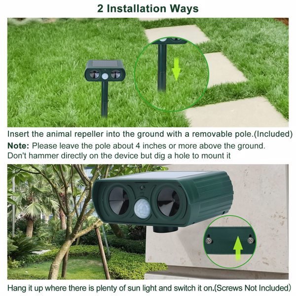 Ultrasonic Animal Repellent Solar Motion Sensor Repellent IPX4 Outdoor Waterproof Type, No Delivery On Weekends - Image 9