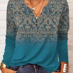 Autumn Winter New Fashion Print Long-sleeved Crewneck T-shirt
