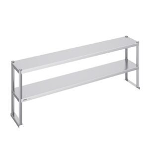 Double Overshelf, Double Tier Stainless Steel Overshelf, 12 X 72 Inch Double Deck Overshelf, Height Adjustable Overshelf Prep Work Table For Kitchen, Restaurant And Workshop
