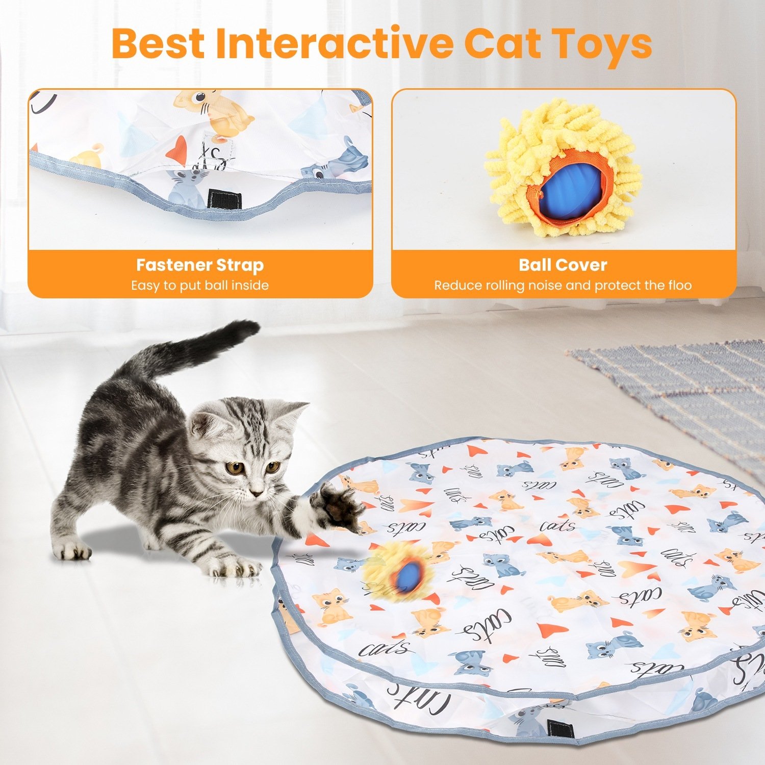 1Pc Cat Toys Ball Fast Rolling In Pouch Rechargeable Motion Activated Interactive Cat Toys For Indoor Cats Hide And Seek Mouse Catching Game - Image 6