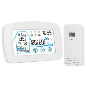 Wireless Weather Station With Clock 196FT Range Indoor And Outdoor Thermometer