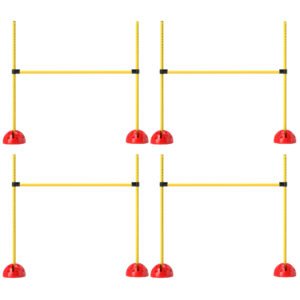 4 Piece Dog Agility Course Set With 4 Height Adjustable Dog Agility Jumps, Carry Bag, Yellow