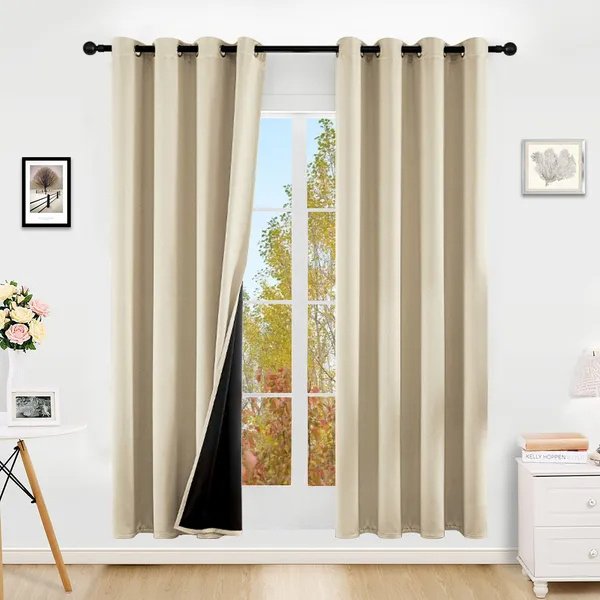 Polyester Grommets Thermal Insulated With Coated Lining 52 In. W X 84 In. L Indoor Blackout Curtains Set Of 2 - Image 7