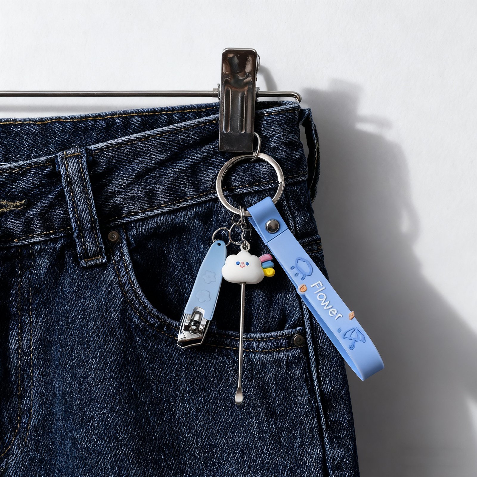 Cloud Nail Scissors Set Keychain-Blue 5856 - Image 4