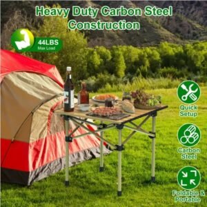 Portable Lightweight Carbon Steel Roll Picnic Barbecue Table