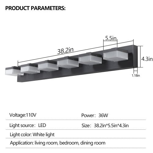 Modern 6 Lights Black LED Makeup Mirror Fixtures For Bathroom And Vanity Unavailable Platforms- Temu - Image 9