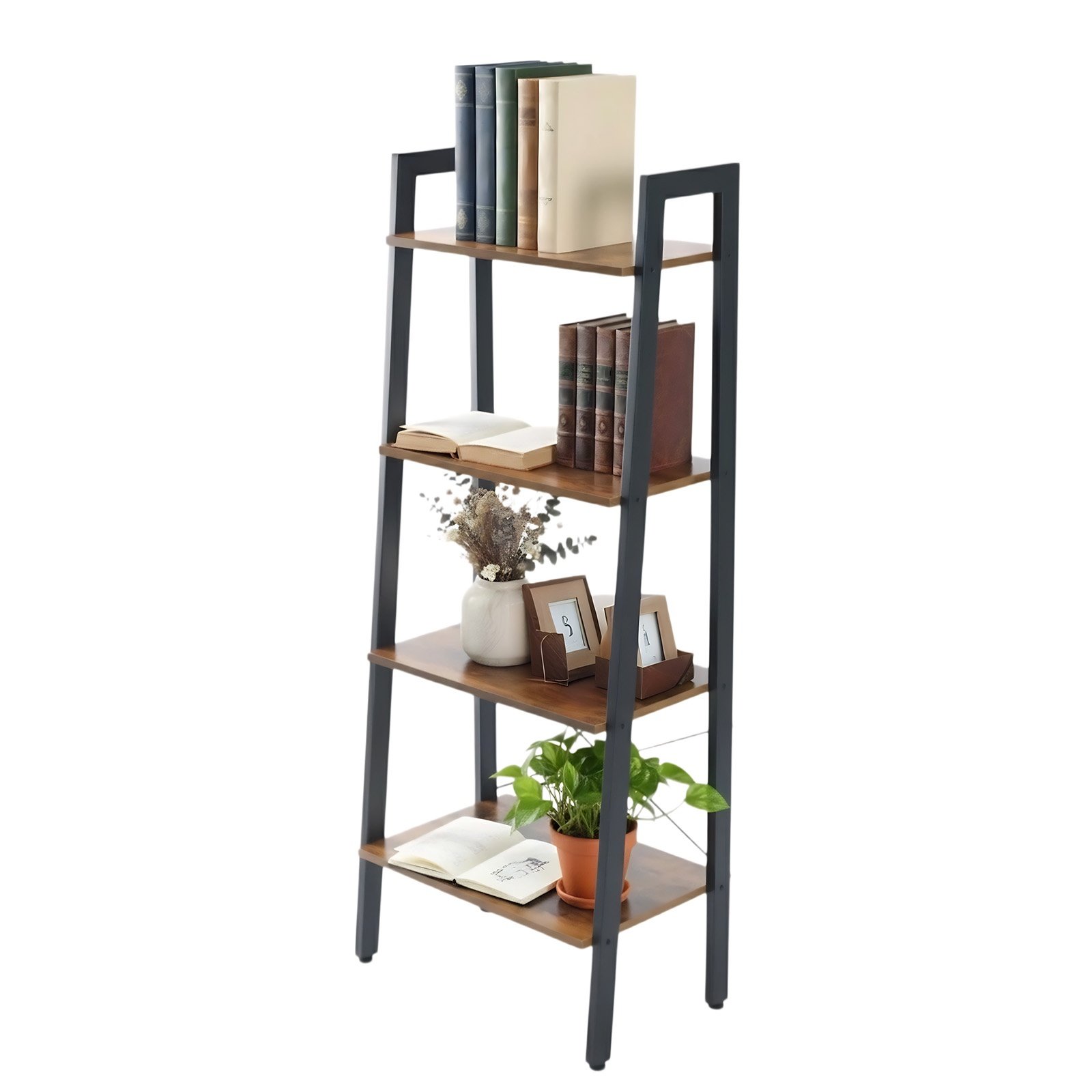 4-Tier Ladder Shelf, Bookcase Storage & Display Shelf - Image 2