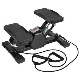 Mini Stepper Stair Stepper With Resistance Bands Quiet Workout Stepper With Digital Timer Max 330.7LBS Load For Home
