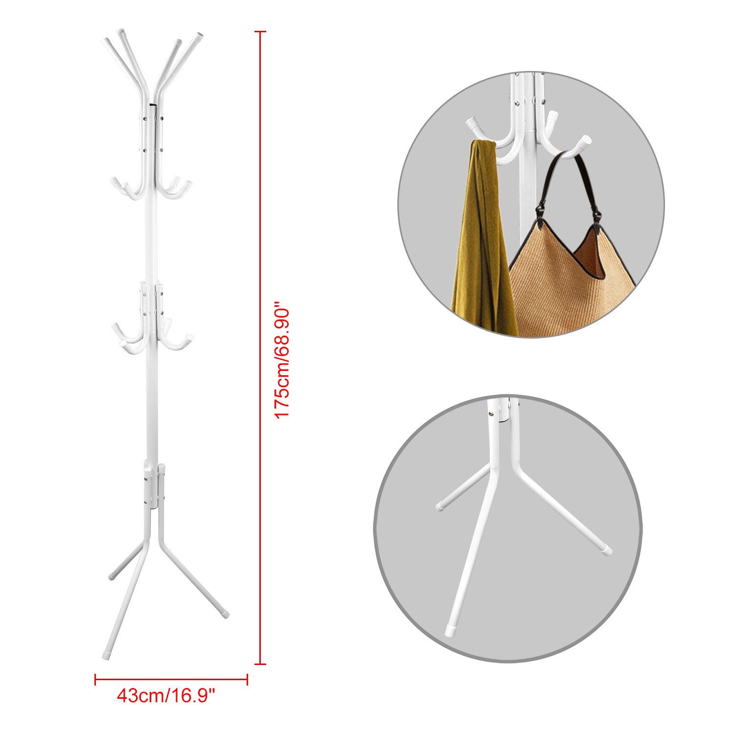 Black-White Options -- 1Pc Standing Coat Hat Rack Organizer - Image 8