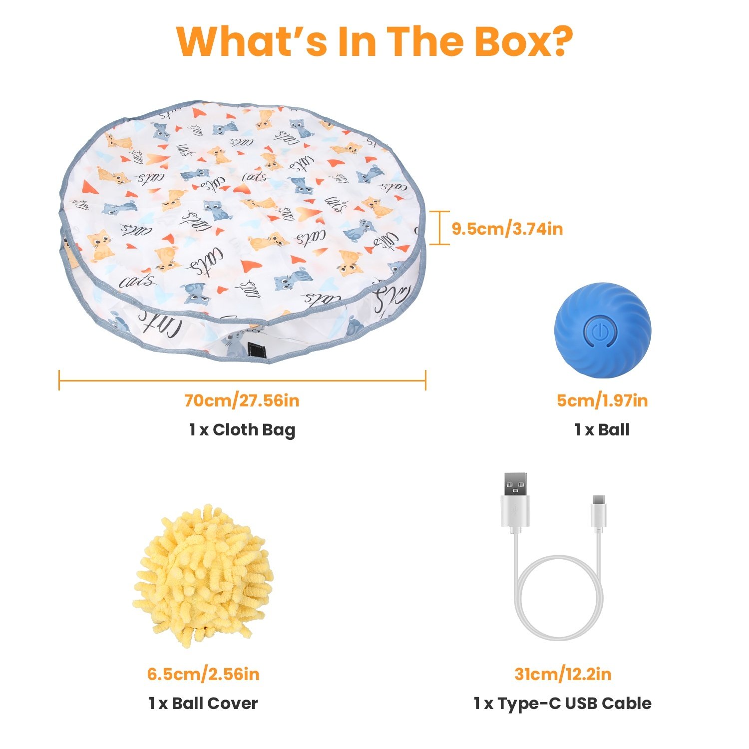 1Pc Cat Toys Ball Fast Rolling In Pouch Rechargeable Motion Activated Interactive Cat Toys For Indoor Cats Hide And Seek Mouse Catching Game - Image 3