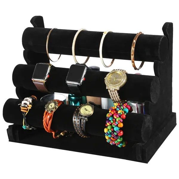 3-Tier Velvet Jewelry Stand Removable Bracelet Holder Watch Jewelry Bangle Display Rack - Image 6