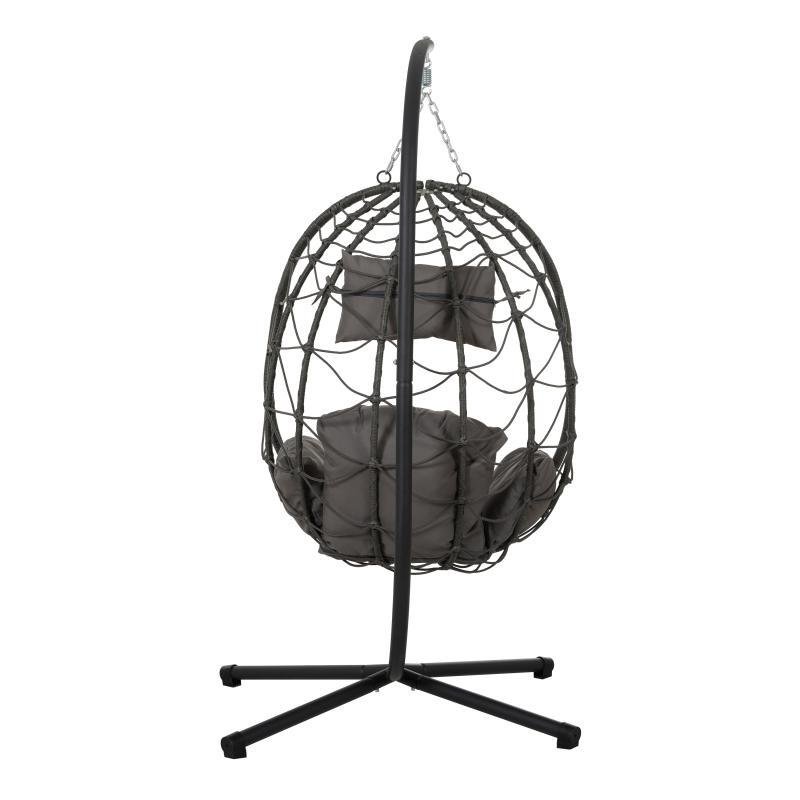Indoor And Outdoor Swing Chair With Stand, Patio Wicker Hanging Egg Chair, Hanging Basket Chair Suitable For Bedroom, Living Room And Balcony - Image 7