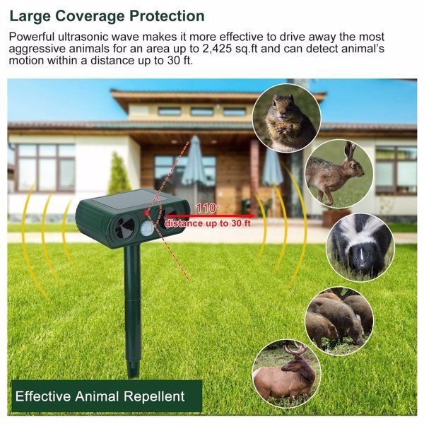 Ultrasonic Animal Repellent Solar Motion Sensor Repellent IPX4 Outdoor Waterproof Type, No Delivery On Weekends - Image 2
